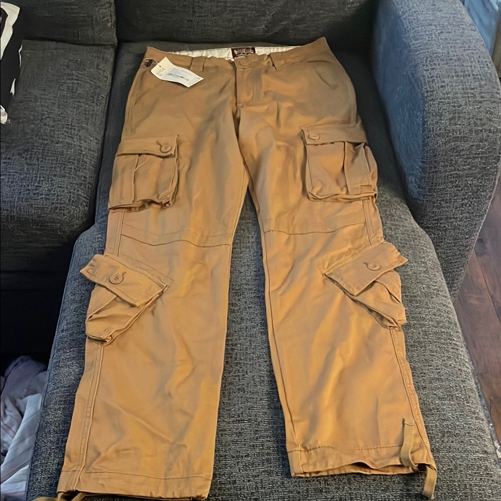Men's Tan Cargo Pants - Picture 2 of 6